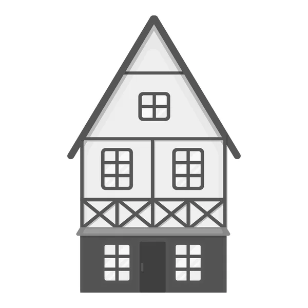 Icono de la casa bávara en estilo monocromo aislado sobre fondo blanco. Oktoberfest símbolo stock vector ilustración . — Vector de stock