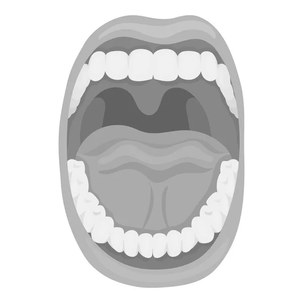 Ícone da boca em estilo monocromático isolado no fundo branco. Símbolo de órgãos ilustração vetorial de estoque . —  Vetores de Stock