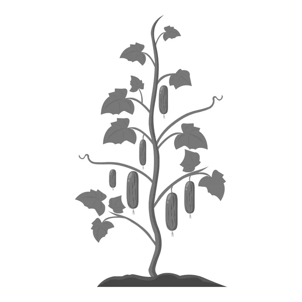Icono de pepino monocromo. Icono de una sola planta de la gran granja, jardín, agricultura monocromo . — Vector de stock