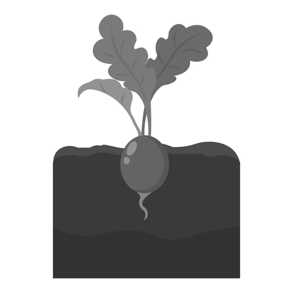 Icono de rábano monocromo. Icono de una sola planta de la gran granja, jardín, agricultura monocromo . — Vector de stock