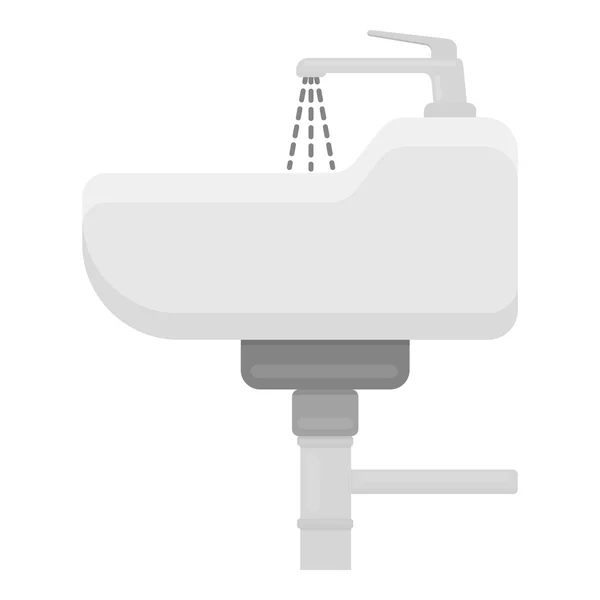 Sink-ikonen i svartvit stil isolerad på vit bakgrund. VVS symbol lager vektorillustration. — Stock vektor