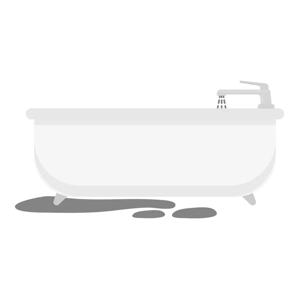 Badkuip pictogram in zwart-wit stijl geïsoleerd op een witte achtergrond. Sanitair symbool voorraad vectorillustratie. — Stockvector