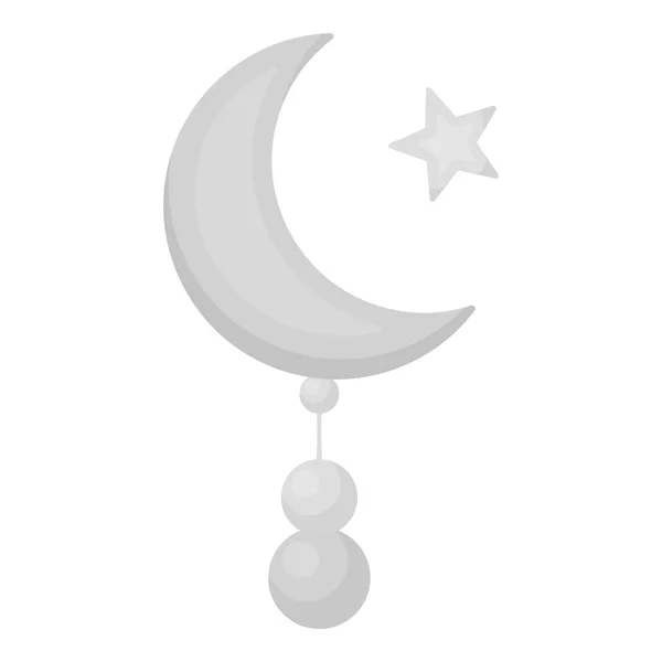 Crescent and Star icon in monochrome style isolated on white background. Religion symbol stock vector illustration. — Stock Vector