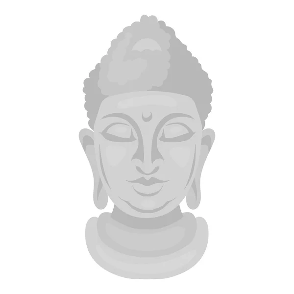 Buddha ikon elszigetelt fehér háttér, fekete-fehér stílusban. Vallási szimbólum vektor stock illusztráció. — Stock Vector