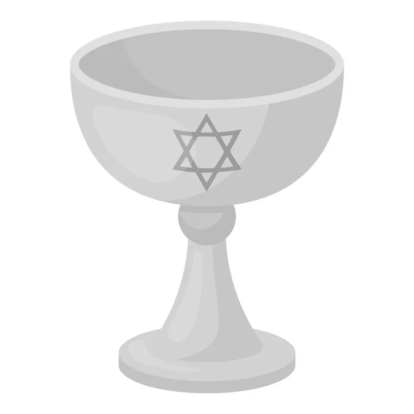 Wijn cup pictogram in zwart-wit stijl geïsoleerd op een witte achtergrond. Religie symbool voorraad vectorillustratie. — Stockvector
