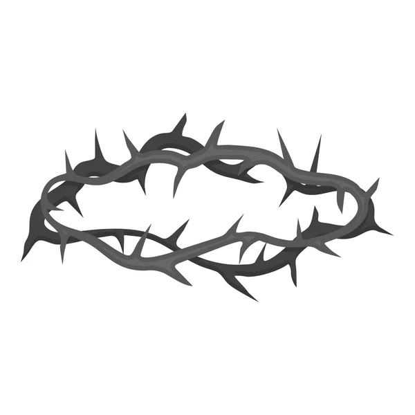 Crown of thorns icon in monochrome style isolated on white background. Religion symbol stock vector illustration. — Stock Vector