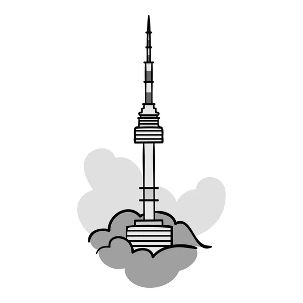 Seoul tower pictogram in zwart-wit stijl geïsoleerd op een witte achtergrond. Zuid-Korea symbool voorraad vectorillustratie. — Stockvector