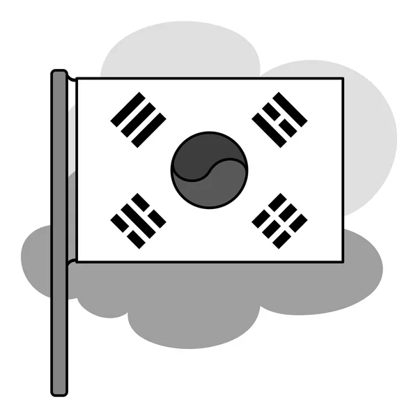 Vlajka Jižní Koreje ikony v monochromatickém stylu izolovaných na bílém pozadí. Jižní Korea symbol akcií vektorové ilustrace. — Stockový vektor
