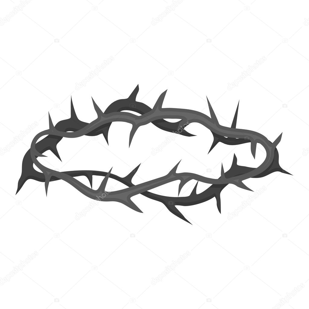 Crown of thorns icon in monochrome style isolated on white background. Religion symbol stock vector illustration.