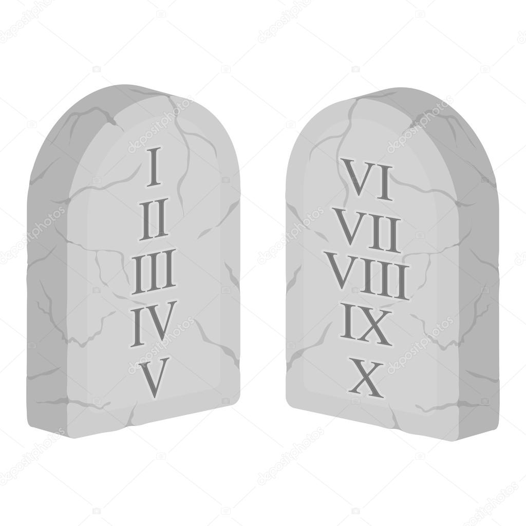 Ten Commandments icon in monochrome style isolated on white background. Religion symbol stock vector illustration.