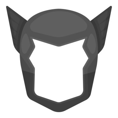 Beyaz arka plan üzerinde izole monokrom tarzı süper kahramanlar kask simgesi. Süper kahraman maske sembolü stok vektör illüstrasyon.