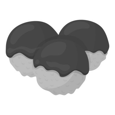 Beyaz arka plan üzerinde izole monokrom tarzı Takoyaki simgesi. Suşi sembolü stok vektör illüstrasyon.