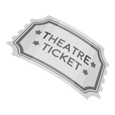 Beyaz arka planda izole edilmiş tek renkli tarzda tiyatro bileti simgesi. Tiyatro sembolü stok vektör illüstrasyon