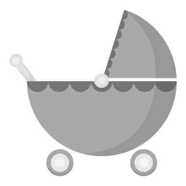Çocuk arabası tek renkli simge. Gösterim amacıyla web ve mobil tasarım.