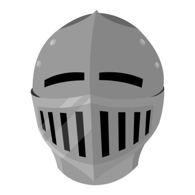 Medieval helmet icon monochrome. Single weapon icon from the big ammunition, arms set.