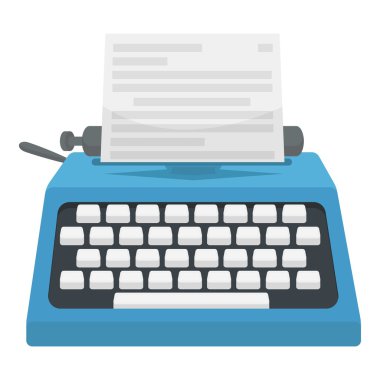 Daktilo simgesi beyaz arka plan üzerinde izole karikatür tarzı. Filmler ve sinema sembol stok illüstrasyon vektör.