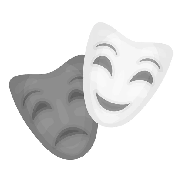 Máscaras de teatro icono en estilo monocromo aislado sobre fondo blanco. Teatro símbolo stock vector ilustración — Archivo Imágenes Vectoriales