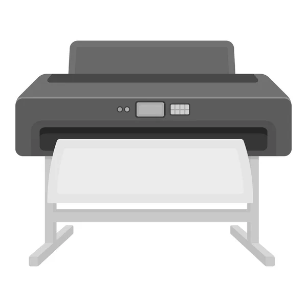 Icône d'imprimante grand format dans un style monochrome isolé sur fond blanc. Typographie symbole vecteur de stock illustration . — Image vectorielle