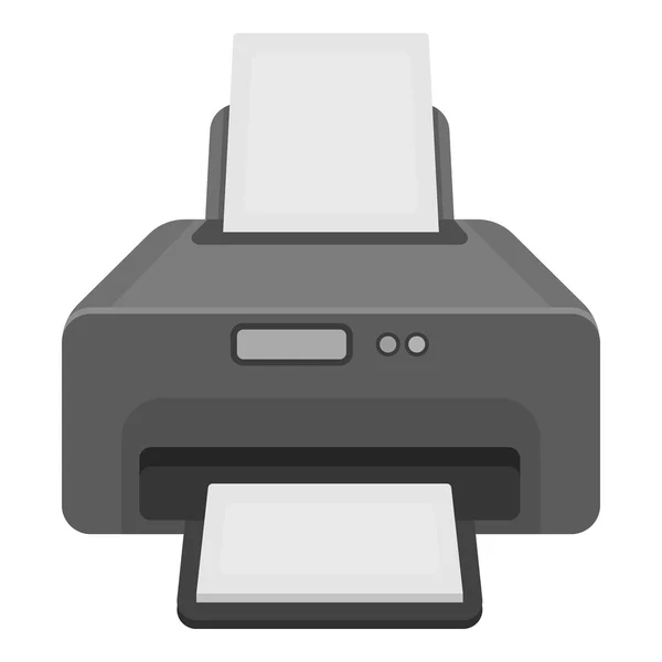 Het pictogram van de printer in zwart-wit stijl geïsoleerd op een witte achtergrond. Typografie symbool voorraad vectorillustratie. — Stockvector
