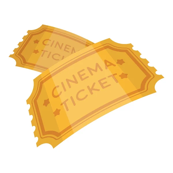 Ticketsymbol im Cartoon-Stil isoliert auf weißem Hintergrund. Filme und Kino-Symbole als Vektor-Illustration. — Stockvektor