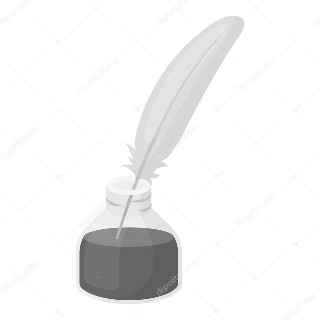 Writing Pen ticket icon in monochrome style isolated on white background. Theater symbol vector illustration