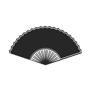 Fan simge siyah stil beyaz arka plan üzerinde izole katlanır. Tiyatro sembol stok vektör çizim