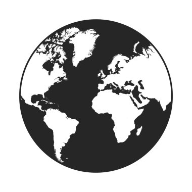 Earth simgesini izole beyaz arka plan üzerinde siyah tarzında. Uzay sembol stok vektör çizim.