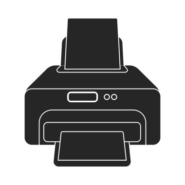 Yazıcı simgesi beyaz arka plan üzerinde izole Siyah tarzında. Tipografi sembol stok vektör çizim.