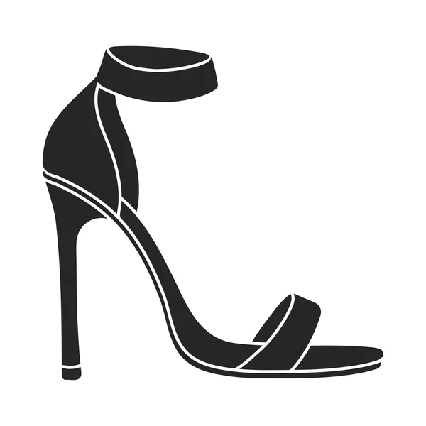 Ikon tali ankle dalam gaya hitam diisolasi pada latar belakang putih. Ilustrasi stok simbol sepatu . - Stok Vektor