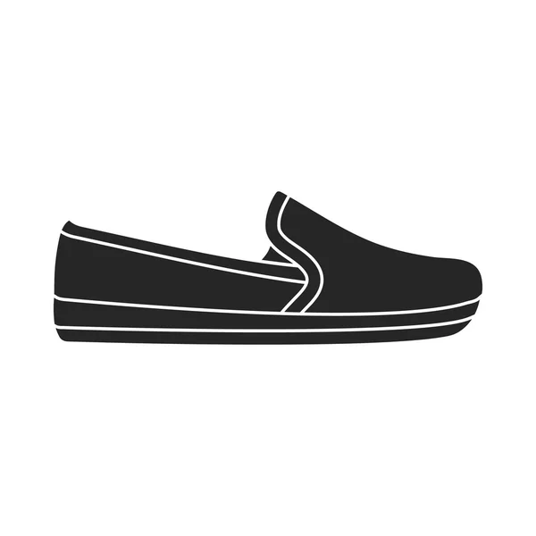 Иконка Мокасин в черном стиле выделена на белом фоне. Векторная иллюстрация обуви . — стоковый вектор