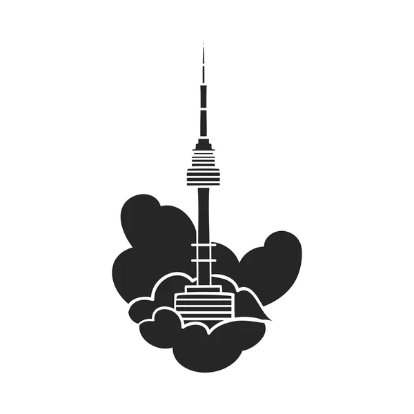 Seul wieża ikona stylu czarno na białym tle. Korea Południowa symbol Stockowa ilustracja wektorowa. — Wektor stockowy