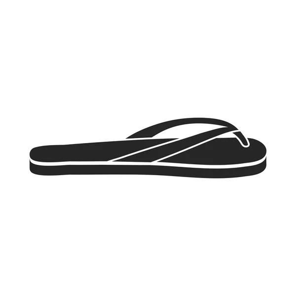 Ikon Flip-flops dalam gaya hitam diisolasi pada latar belakang putih. Ilustrasi stok simbol sepatu . - Stok Vektor