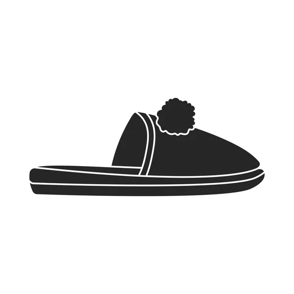 Pantoufles icône dans le style noir isolé sur fond blanc. Chaussures symbole illustration vectorielle stock . — Image vectorielle