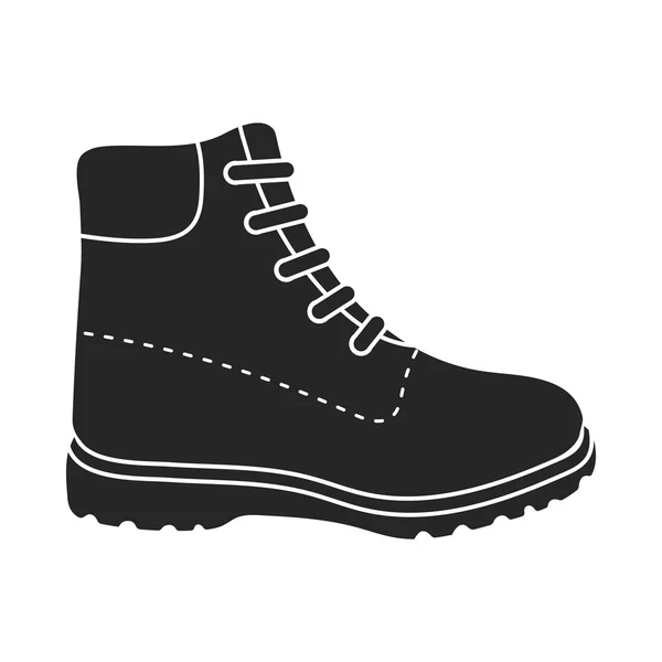 Gyalogos csizma ikon elszigetelt fehér háttér, fekete stílusban. Cipő szimbólum vektor stock illusztráció. — Stock Vector