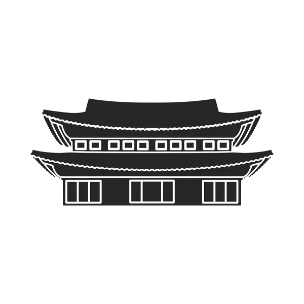 昌德宫中孤立的白色背景上的黑色风格的图标。韩国符号股票矢量图. — 图库矢量图片