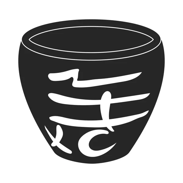 Icono del tazón en estilo negro aislado sobre fondo blanco. Sushi símbolo stock vector ilustración . — Vector de stock