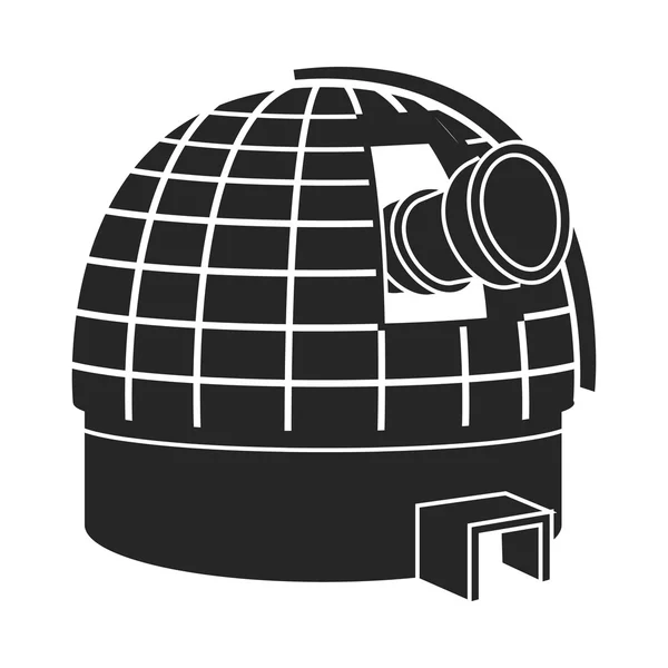 Icône de l'Observatoire en style noir isolé sur fond blanc. Image vectorielle de l'espace symbole stock . — Image vectorielle