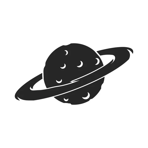 白い背景に分離された黒のスタイルで土星のアイコン。スペース シンボル株式ベクトル図. — ストックベクタ