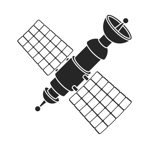 Satellit-ikonen i svart stil isolerad på vit bakgrund. Utrymme symbol lager vektorillustration. — Stock vektor