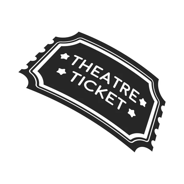 Theater ticket pictogram in zwarte stijl geïsoleerd op een witte achtergrond. Theater symbool voorraad vectorillustratie — Stockvector