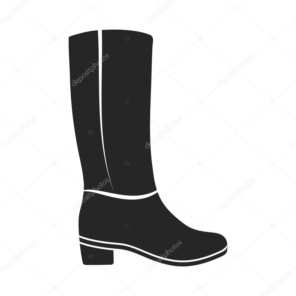 Knee high boots icon in  black style isolated on white background. Shoes symbol stock vector illustration.