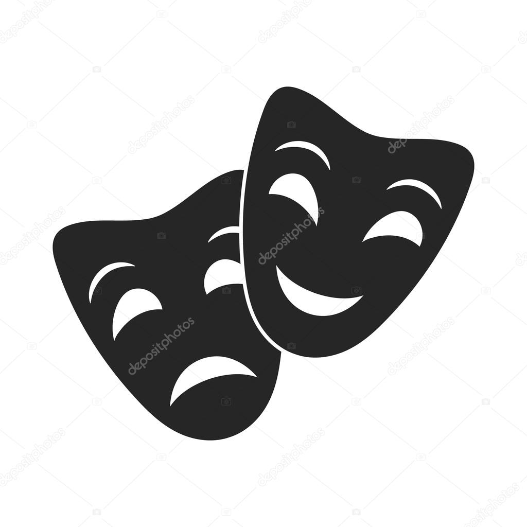 Theater masks icon in  black style isolated on white background. Theater symbol stock vector illustration