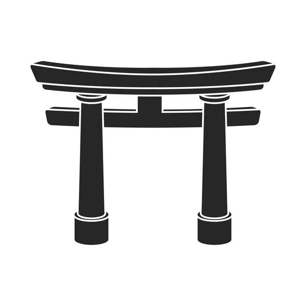 Torii-Symbol im schwarzen Stil isoliert auf weißem Hintergrund. Religion Symbol Aktienvektor Illustration. — Stockvektor