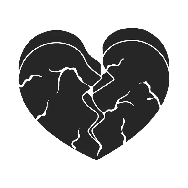 Icono de corazón en estilo negro aislado sobre fondo blanco. Símbolo romántico stock vector ilustración . — Archivo Imágenes Vectoriales