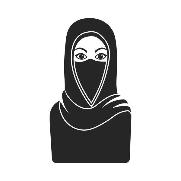 Niqab ikonen i svart stil isolerad på vit bakgrund. Religion symbol lager vektorillustration. — Stock vektor