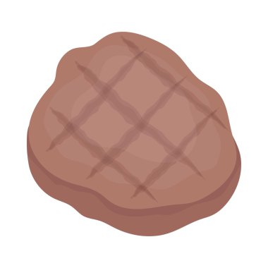 Beyaz arka plan üzerinde izole karikatür tarzı simgesinde ızgara biftek. Etler sembol stok vektör çizim