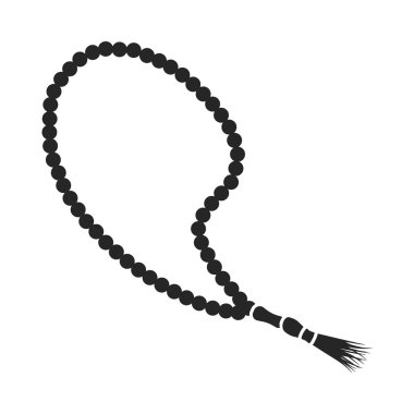 İslam tespih simgesinde siyah stil beyaz arka plan üzerinde izole. Din sembol stok vektör çizim.