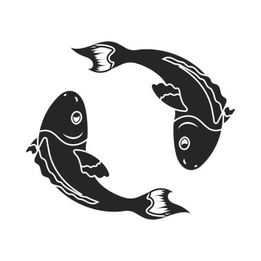 Koi balıkları simge siyah tarzında beyaz arka plan üzerinde izole. Din sembol stok vektör çizim.