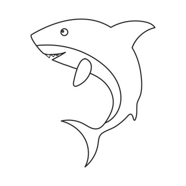 Köpekbalığı simgesi anahat. Büyük hayvanlar anahat hayvan simgesi Singe. stok vektörü