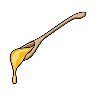 Beyaz arka plan üzerinde izole karikatür tarzı simgesinde bal kaşığı. Apairy sembol stok vektör çizim